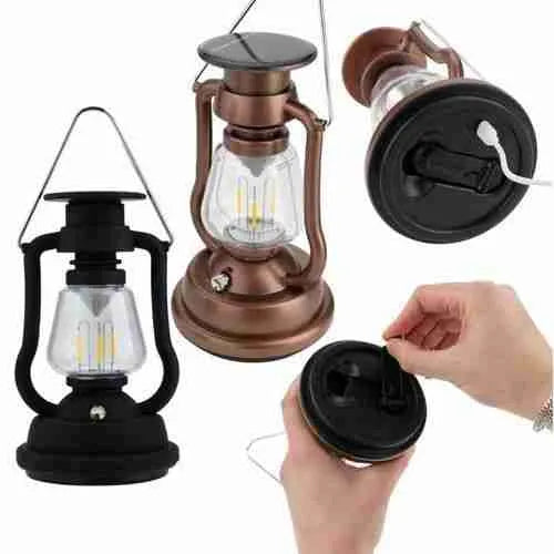 Solar Rechargeable Camping Lantern With Hand Crank