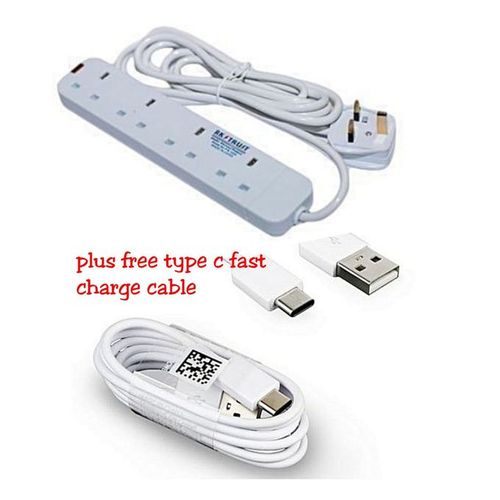 Type C Cable Plus Free Heavy Duty 4-Way Extension