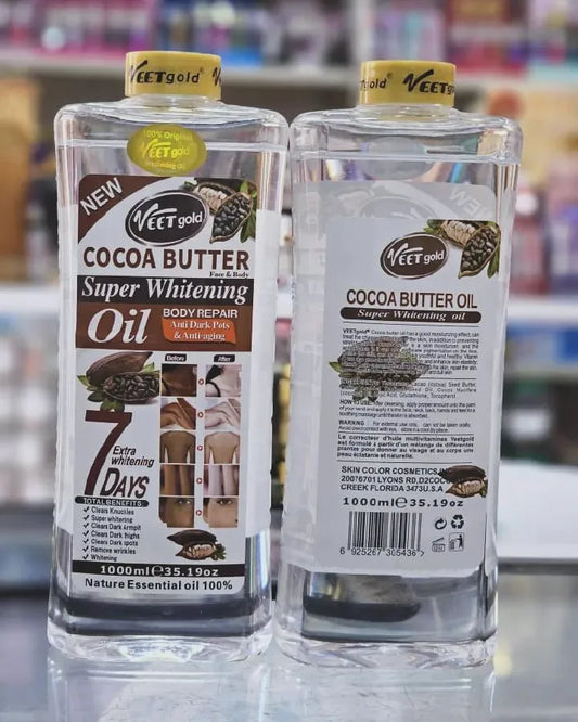 VEET GOLD Cocoa Butter Super Whitening & Brightening Body Oil-1000ml